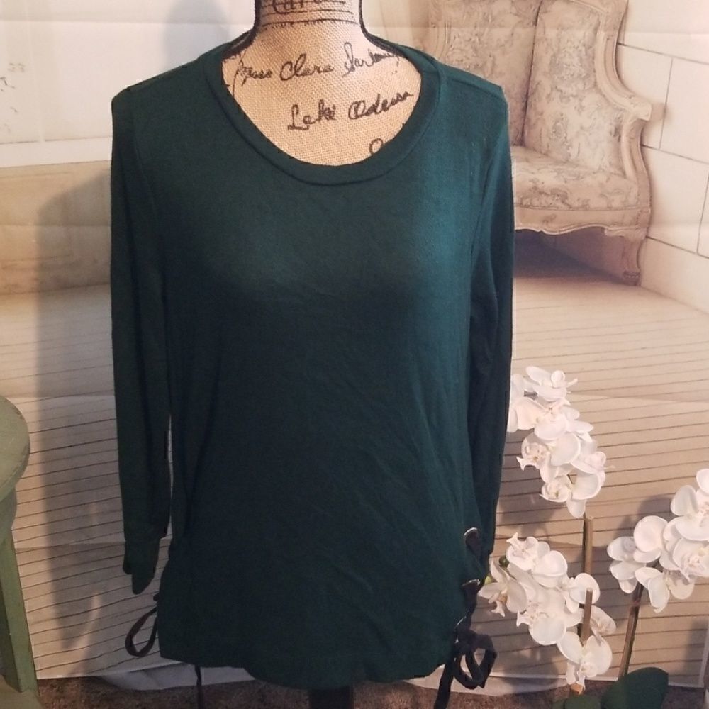 Iris Dark Green Sweater with side ties